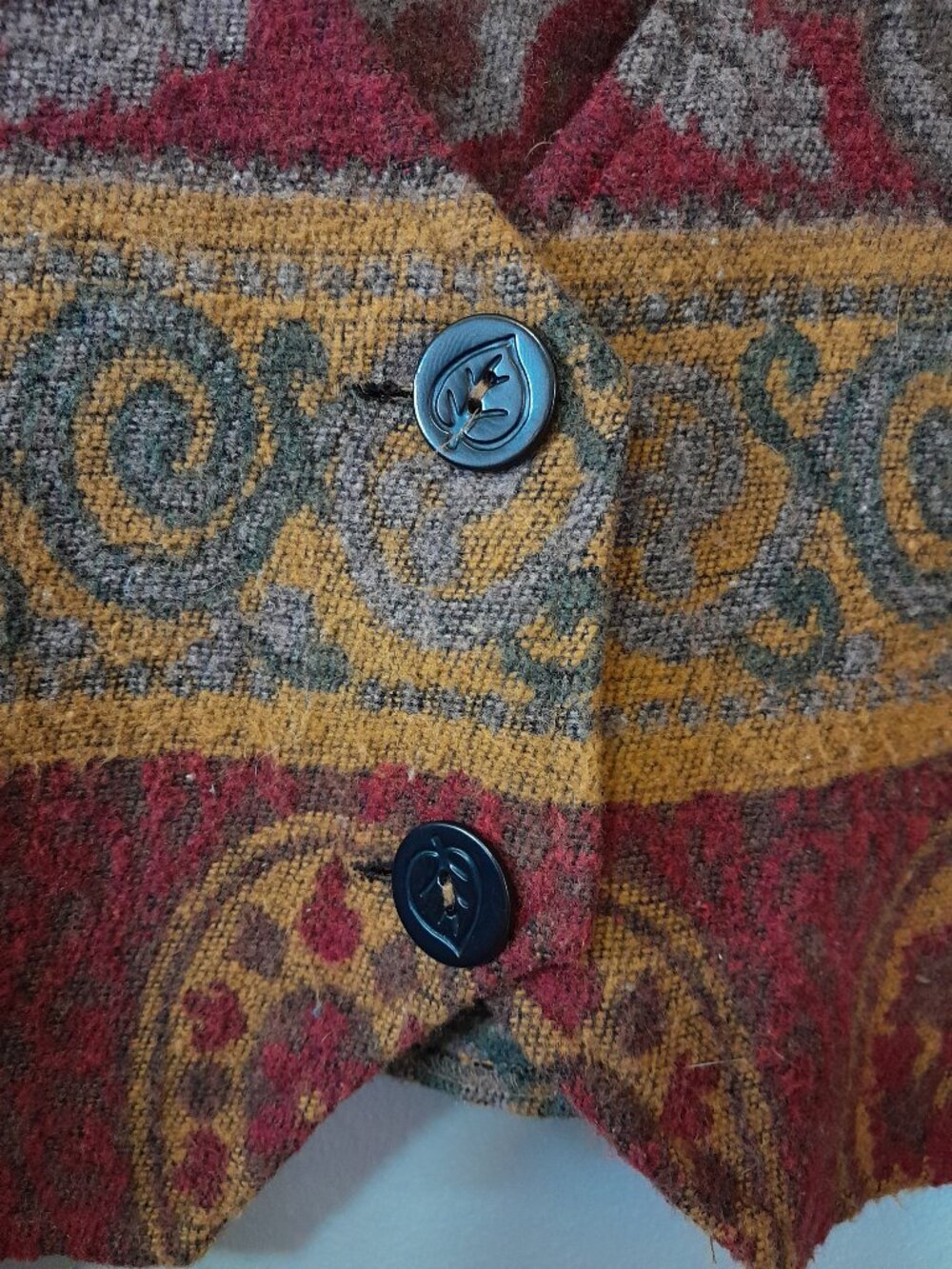 Go Lightly Vintage Y2K Western Cropped Vest Tapestry Blanket Wool Blend OS - Picture 2 of 4